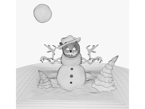 Creepy Evil Snowman M1 3D Model