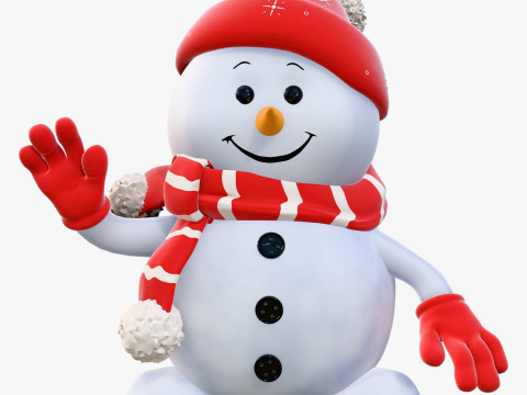 Niedlicher Weihnachtsschneemann M1 3D Modell