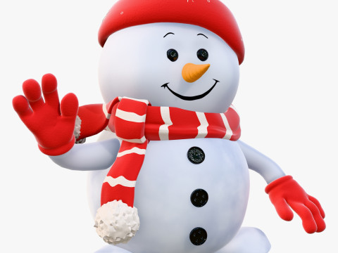 Niedlicher Weihnachtsschneemann M1 3D Modell