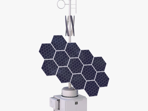 हाइब्रिड सौर पवन ऊर्जा स्टेशन M1 3D मॉडल