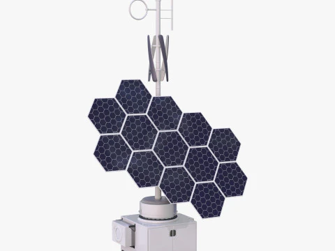 混合太阳能风力发电站M1 3D 模型