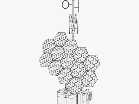 混合太阳能风力发电站M1 3D 模型