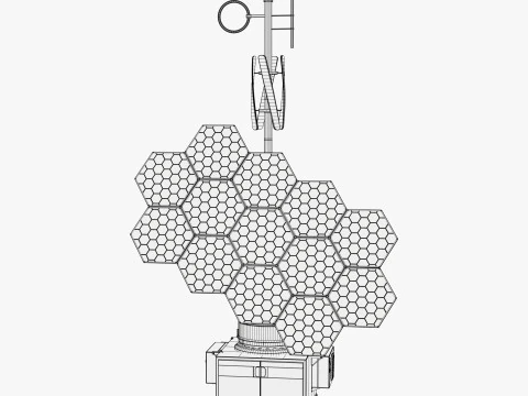混合太阳能风力发电站M1 3D 模型