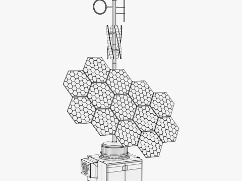 混合太阳能风力发电站M1 3D 模型