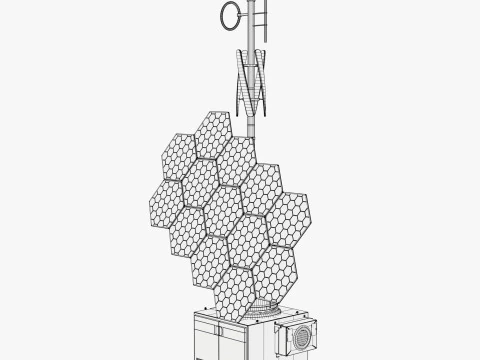 混合太阳能风力发电站M1 3D 模型