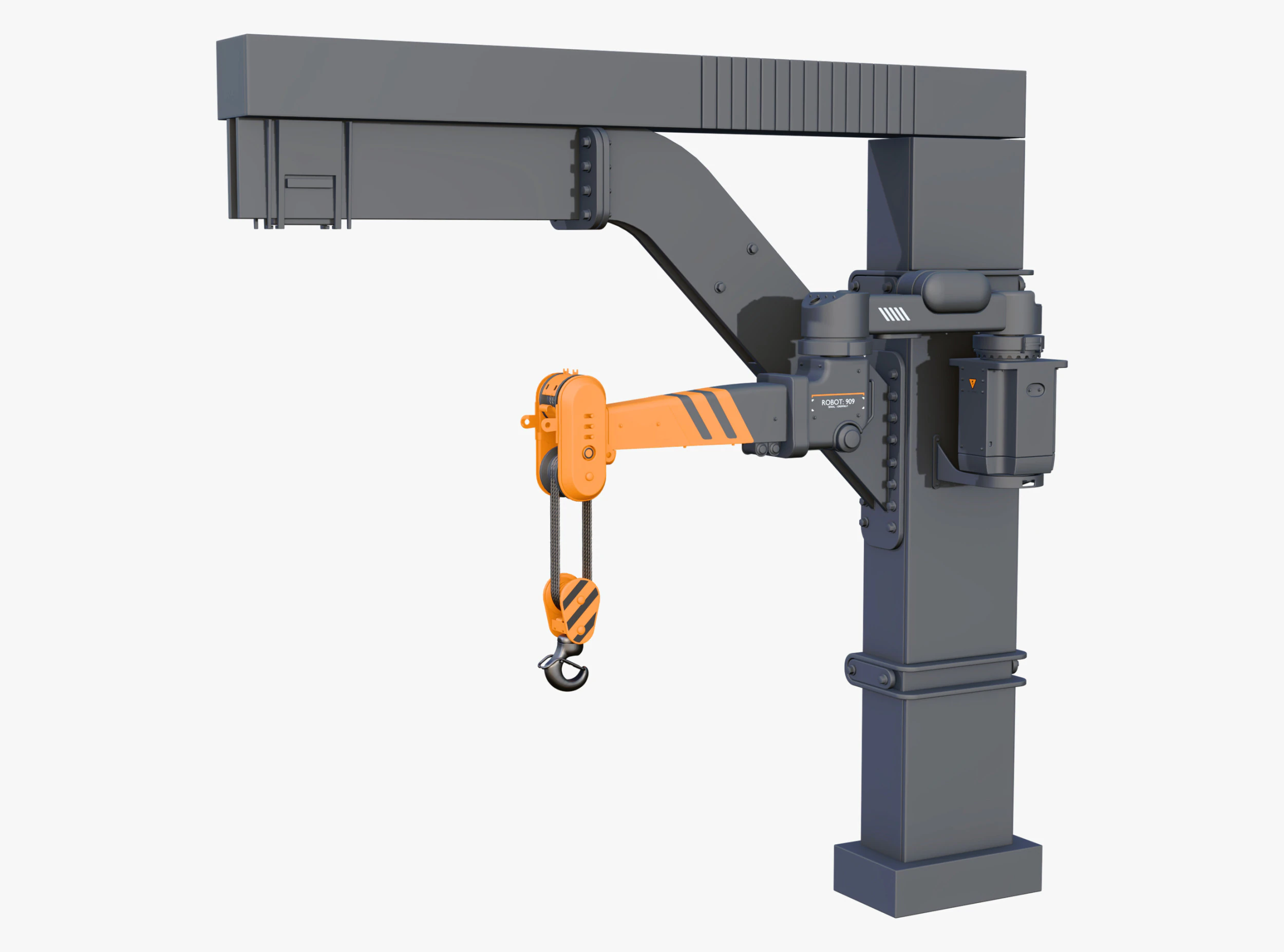Industrial Robotic Jib Crane M1 3D Model .c4d .max .obj .3ds .fbx .stl .blend 
