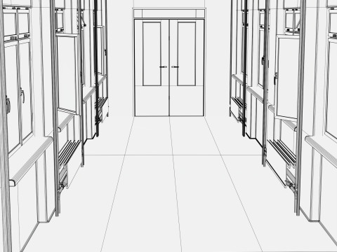 건물 복도 M1 3D 모델