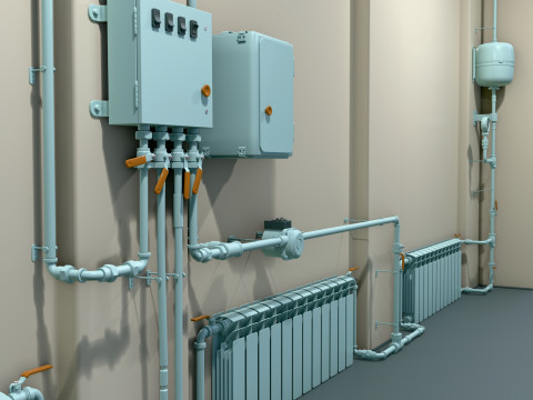 난방 시스템 파이프라인 M1 3D 모델