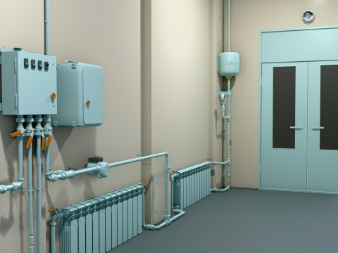 난방 시스템 파이프라인 M1 3D 모델