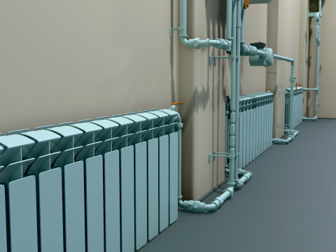 난방 시스템 파이프라인 M1 3D 모델