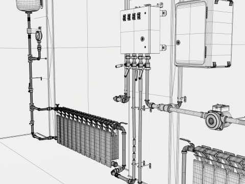 난방 시스템 파이프라인 M1 3D 모델