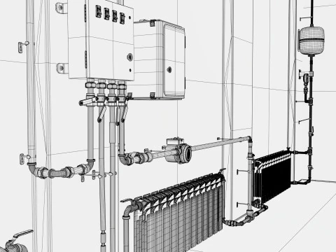 Tubula&ccedil;&atilde;o do sistema de aquecimento M1 Modelo 3D