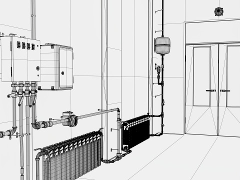 난방 시스템 파이프라인 M1 3D 모델