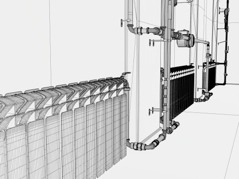 난방 시스템 파이프라인 M1 3D 모델