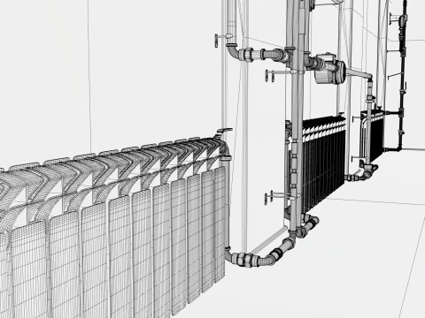 Tubula&ccedil;&atilde;o do sistema de aquecimento M1 Modelo 3D