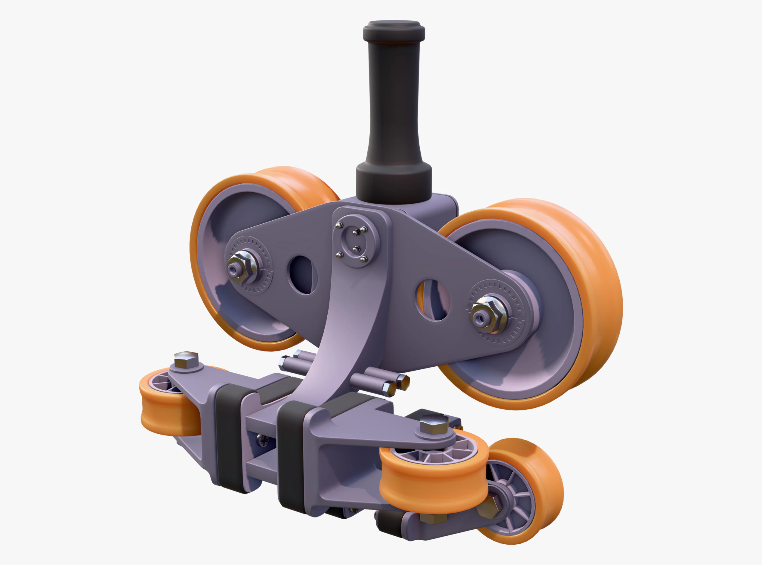 Industrial Roller Trolley Assembly M1 3D Model .c4d .max .obj .3ds .fbx .stl .blend