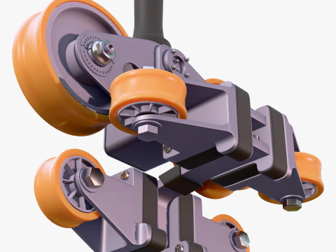 Industrial Roller Trolley Assembly M1 3D Model