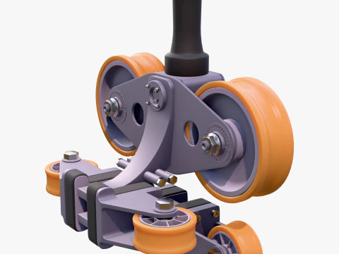 Industrial Roller Trolley Assembly M1 3D Model