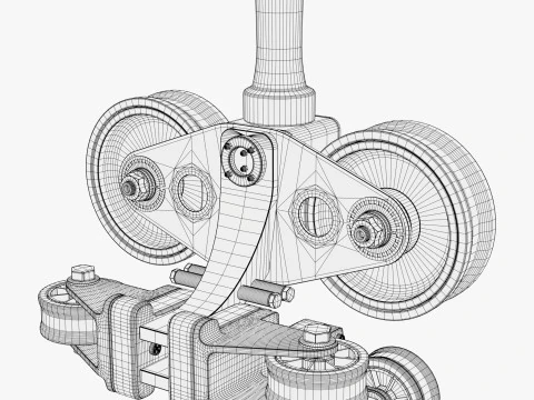 Industrial Roller Trolley Assembly M1 3D Model