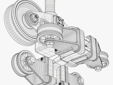 Industrial Roller Trolley Assembly M1 3D Model