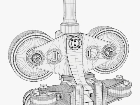 Industrial Roller Trolley Assembly M1 3D Model