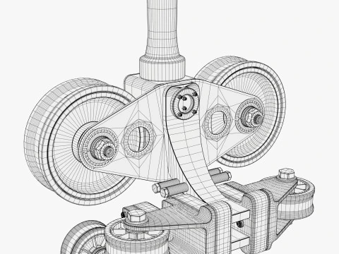 Industrial Roller Trolley Assembly M1 3D Model
