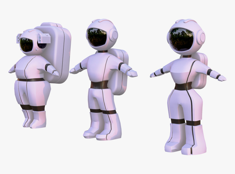 Zestaw znaków stylizowanego astronauty kosmicznego M1 Model 3D .c4d .max .obj .3ds .fbx .stl .blend 