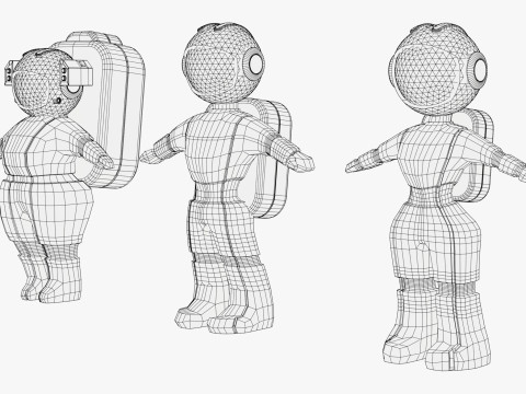 Zestaw znaków stylizowanego astronauty kosmicznego M1 Model 3D
