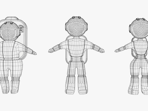 Zestaw znaków stylizowanego astronauty kosmicznego M1 Model 3D
