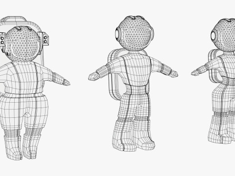 Zestaw znaków stylizowanego astronauty kosmicznego M1 Model 3D