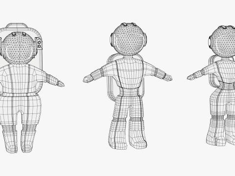 Zestaw znaków stylizowanego astronauty kosmicznego M1 Model 3D