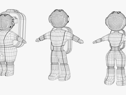 Zestaw znaków stylizowanego astronauty kosmicznego M1 Model 3D