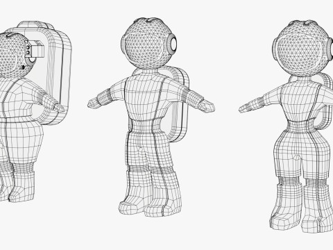 Zestaw znaków stylizowanego astronauty kosmicznego M1 Model 3D