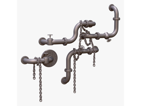 Sistema de Tuberías Industriales con Cadenas M1 Modelo 3D
