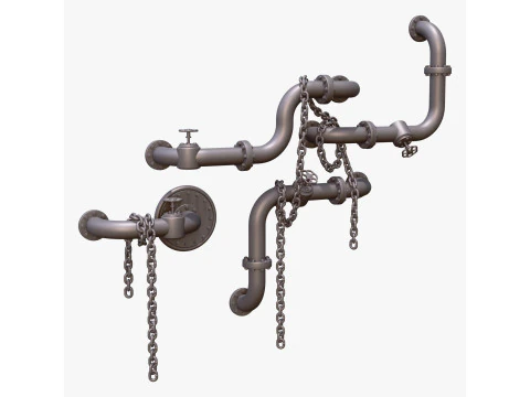Industrial Pipe System with Chains M1 3D Model