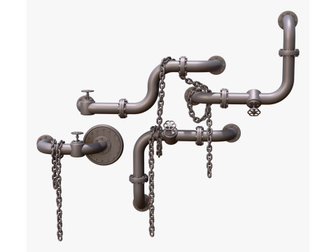 Sistema de Tuberías Industriales con Cadenas M1 Modelo 3D