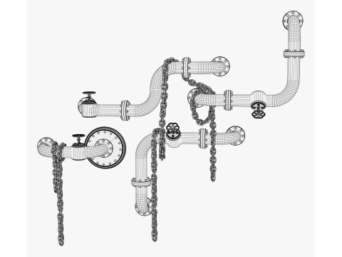 Sistema de Tuberías Industriales con Cadenas M1 Modelo 3D