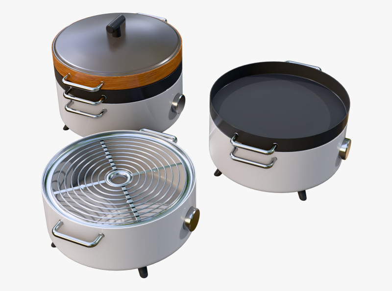 Electric Tabletop Cooker Grill M1 3D Model .c4d .max .obj .3ds .fbx .stl .blend