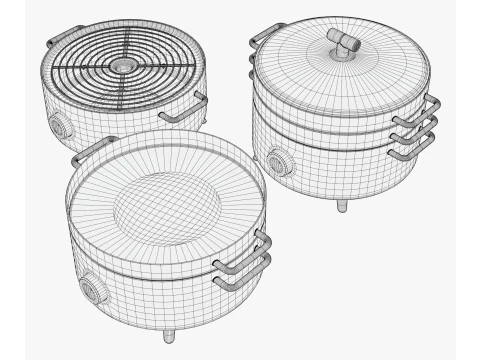 Electric Tabletop Cooker Grill M1 3D Model