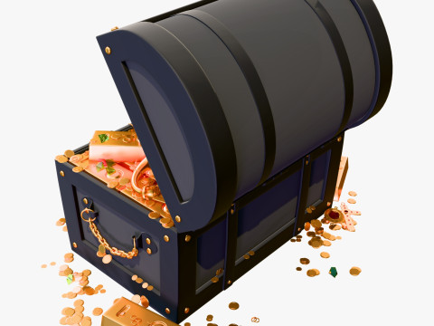 Skrzynia skarbów ze złotem i klejnotami M1 Model 3D