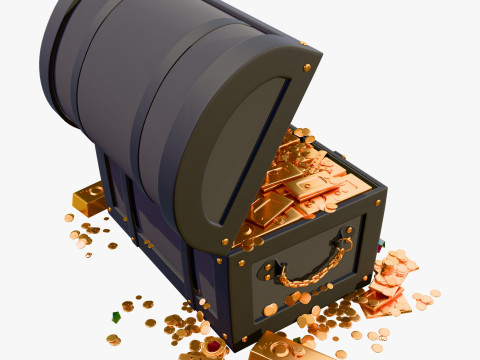Skrzynia skarbów ze złotem i klejnotami M1 Model 3D