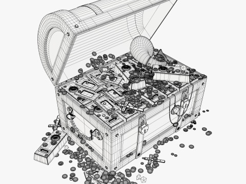 Skrzynia skarbów ze złotem i klejnotami M1 Model 3D