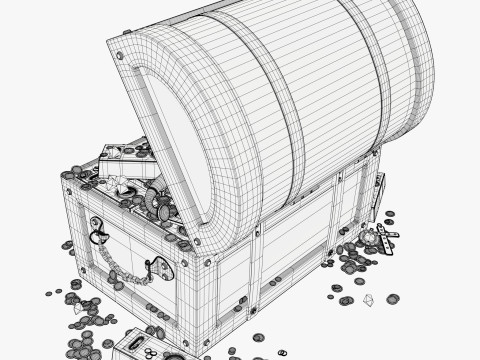 Skrzynia skarbów ze złotem i klejnotami M1 Model 3D
