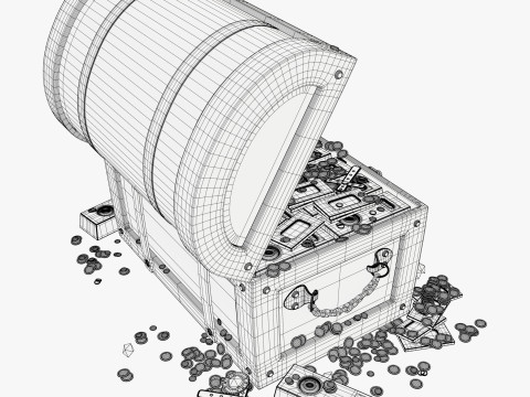 Skrzynia skarbów ze złotem i klejnotami M1 Model 3D