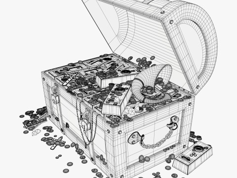 Skrzynia skarbów ze złotem i klejnotami M1 Model 3D