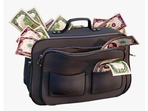 Money Bag with Cash M1 3D Model
