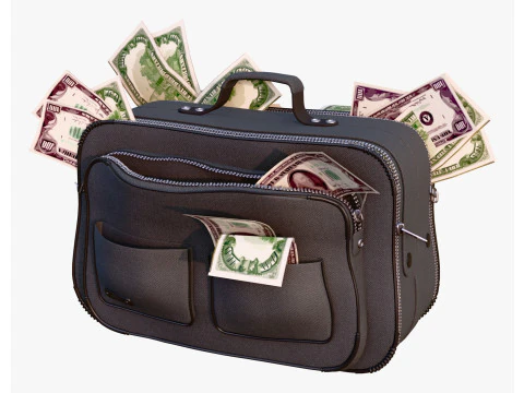 Money Bag with Cash M1 3D Model