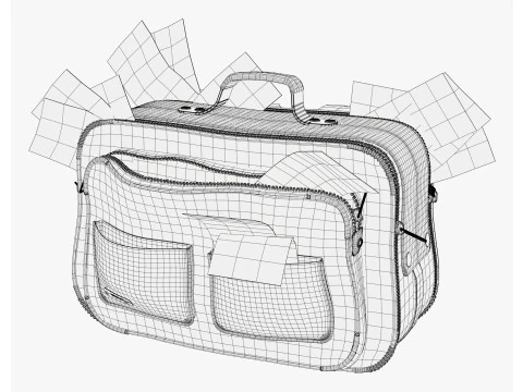 Money Bag with Cash M1 3D Model