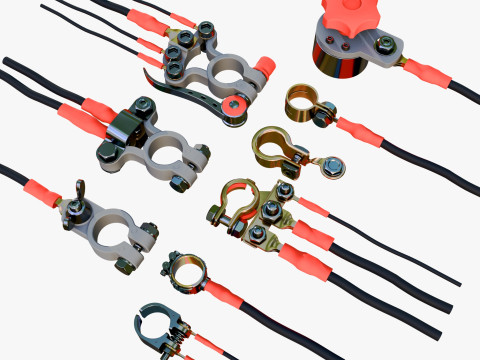 배터리 단자 클램프 세트 M1 3D 모델