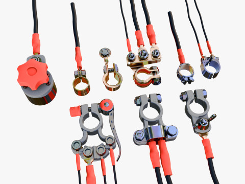 배터리 단자 클램프 세트 M1 3D 모델